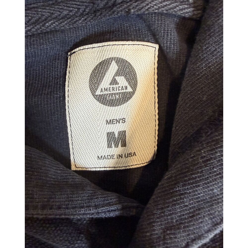 American Giant Washed Black Cotton Woven Hoodie Men's Sz M Hooded Shirt Pullover - Picture 4 of 4